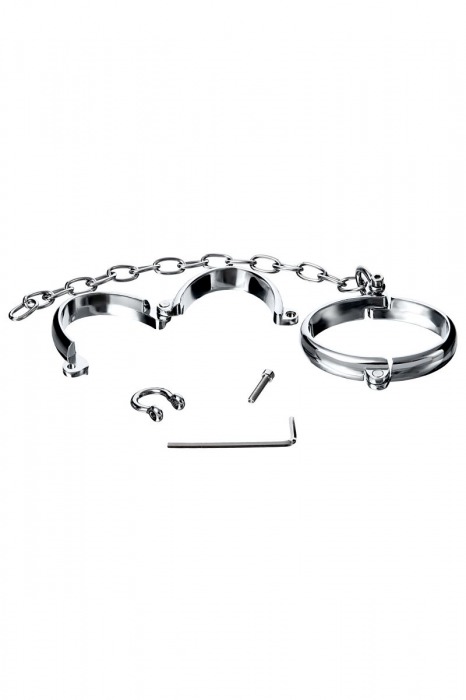 Серебристые металлические наручники с цепочкой Metal - размер L - ToyFa - купить с доставкой в Москве