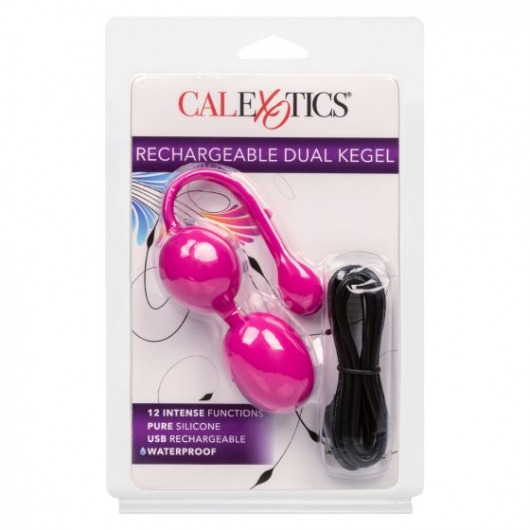 Розовые вагинальные шарики с вибрацией Rechargeable Dual Kegel - California Exotic Novelties