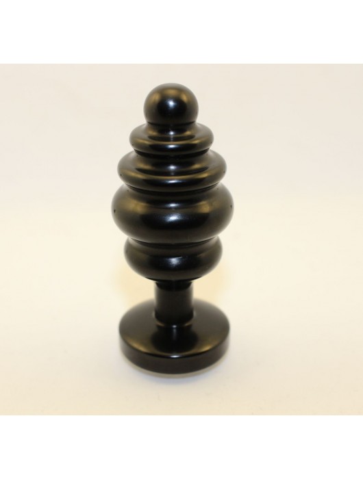 Черная фигурная анальная пробка с красным кристаллом - 8,2 см. - 4sexdreaM - купить с доставкой в Москве