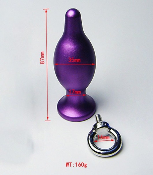 Фиолетовая металлическая анальная пробка с колечком - 8,7 см. - 4sexdreaM