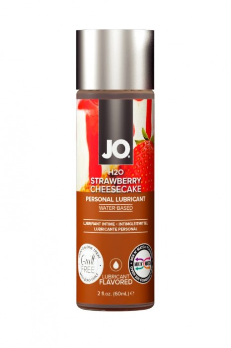 Смазка на водной основе с ароматом клубничного чизкейка JO H2O Strawberry-Cheesecake - 60 мл. - System JO - купить с доставкой в Москве