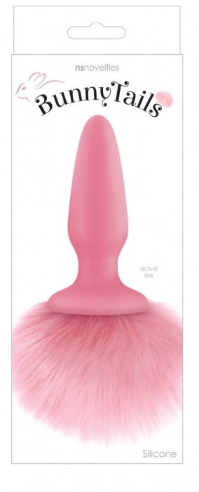 Розовая анальная пробка с коротким розовым хвостиком Bunny Tails - NS Novelties - купить с доставкой в Москве