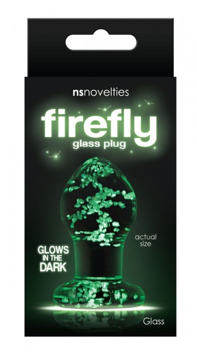 Прозрачная, светящаяся в темноте анальная пробка  Glass Plug Small - 6,3 см. - NS Novelties