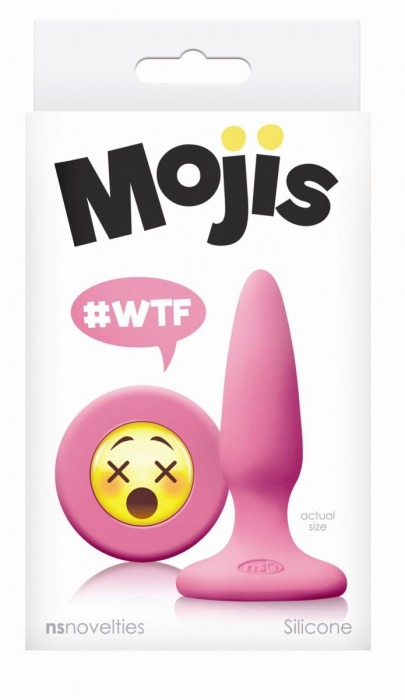 Розовая силиконовая пробка Emoji Face WTF - 8,6 см. - NS Novelties - купить с доставкой в Москве