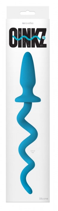 Голубая анальная пробка с хвостом-спиралью Oinkz - NS Novelties