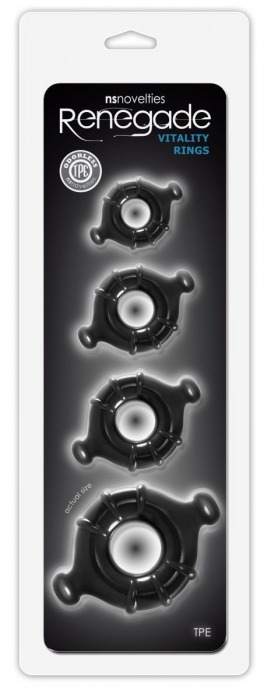 Набор черных эрекционных колец Vitality Rings разного диаметра - NS Novelties - в Москве купить с доставкой
