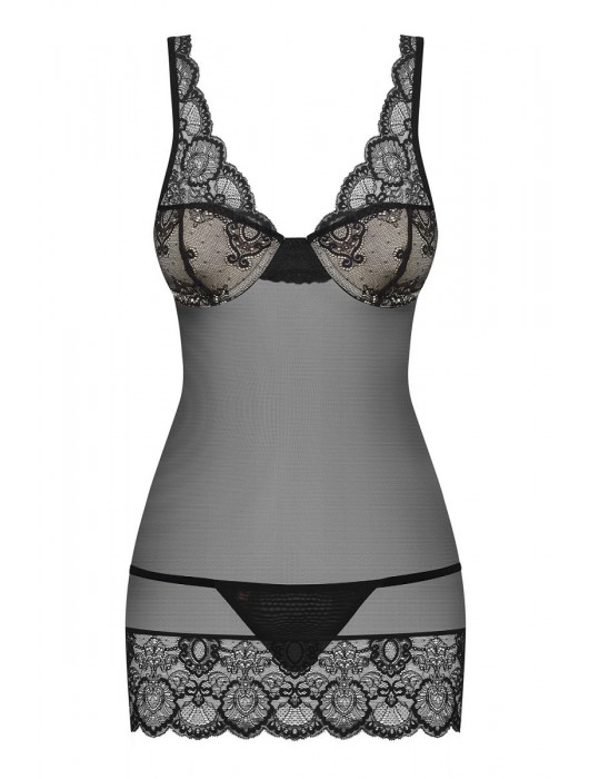 Полупрозрачная сорочка с лифом на косточках - Obsessive купить с доставкой