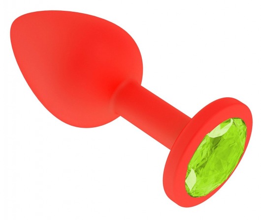 Красная анальная втулка с лаймовым кристаллом - 7,3 см. - Джага-Джага - купить с доставкой в Москве