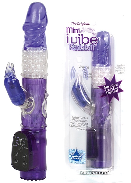 Фиолетовый вибратор-ротатор  MINI I-VIBE RABBIT - Doc Johnson