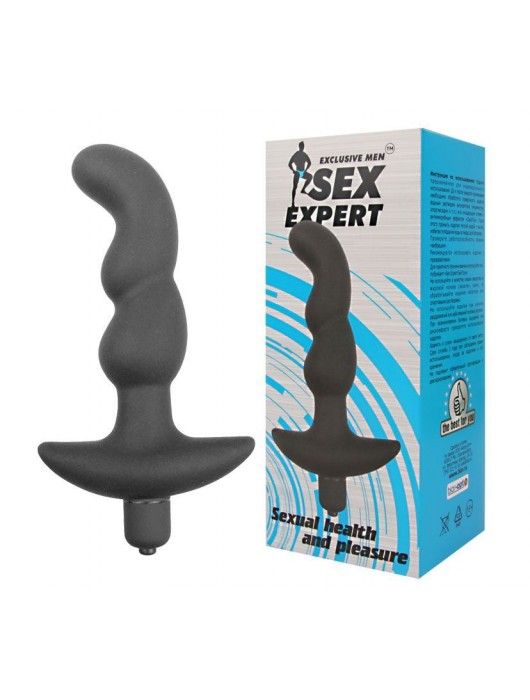 Чёрный анальный вибратор Sexual Health and Pleasure - 11,8 см. - Sex Expert - в Москве купить с доставкой