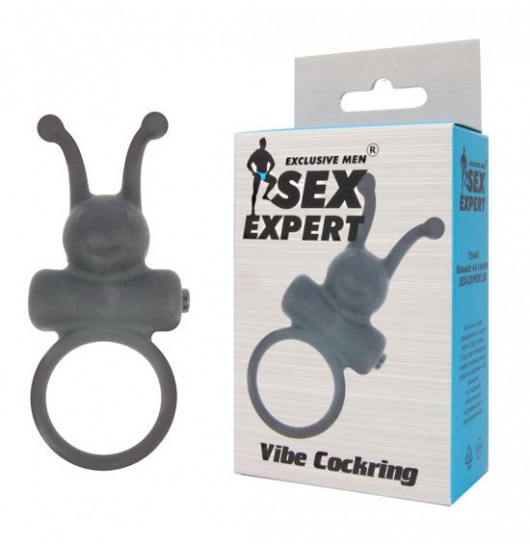 Чёрное эрекционное кольцо в форме букашки с вибрацией - Sex Expert - в Москве купить с доставкой