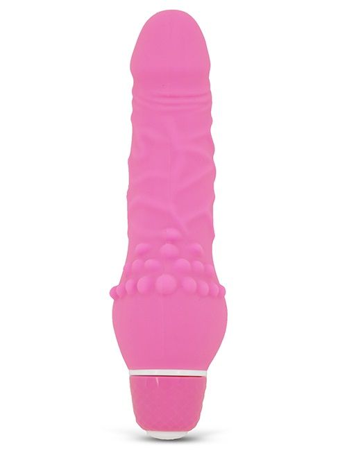 Розовый вибратор с широким основанием PURRFECT SILICONE CLASSIC MINI - 13 см. - Dream Toys