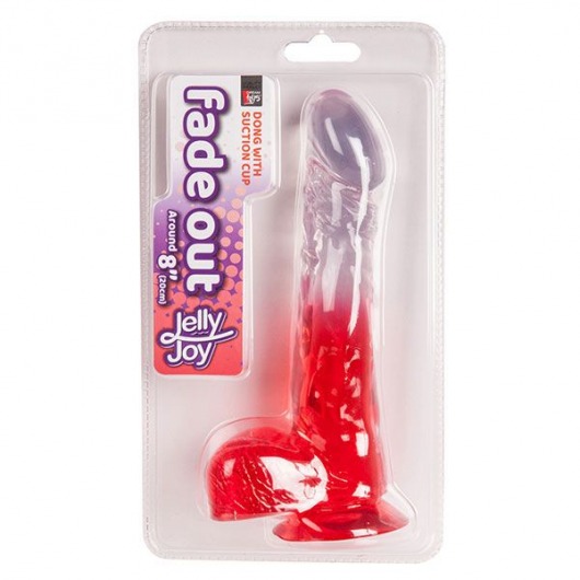 Красный фаллоимитатор с прозрачной верхней частью JELLY JOY FADE OUT DONG 8INCH - 20,3 см. - Dream Toys