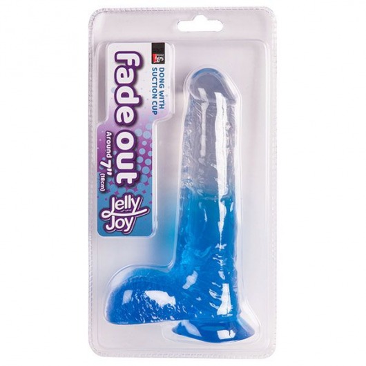 Синий фаллоимитатор с прозрачной верхней частью JELLY JOY FADE OUT DONG 7INCH - 17,8 см. - Dream Toys