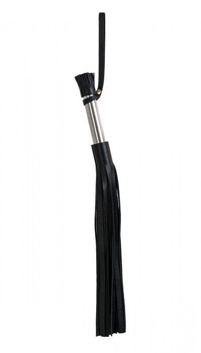 Чёрная кожаная плеть с 24 хвостами и металлической ручкой - 53 см. - Джага-Джага - купить с доставкой в Москве