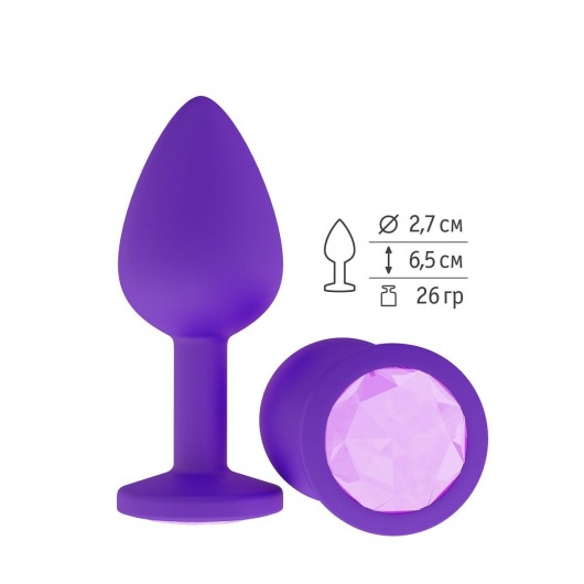 Фиолетовая силиконовая пробка с сиреневым кристаллом - 7,3 см. - Джага-Джага - купить с доставкой в Москве