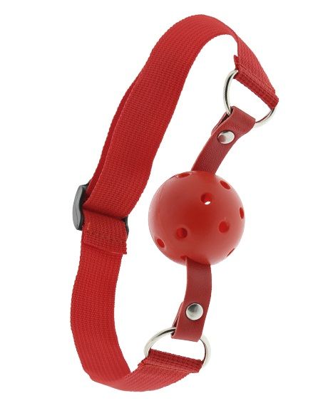 Красный кляп-шар с отверстиями BLAZE BREATHABLE BALL GAG - Dream Toys - купить с доставкой в Москве