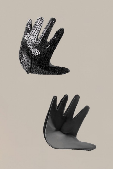 Чёрные пэстисы Hands в форме ладошек с пайетками - WANAME купить с доставкой