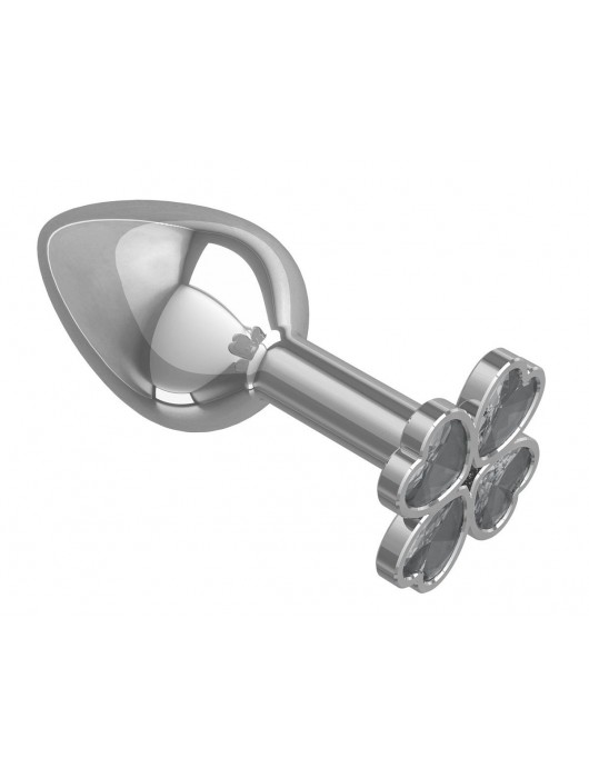 Серебристая анальная втулка с клевером из прозрачных кристаллов - 7 см. - Джага-Джага - купить с доставкой в Москве