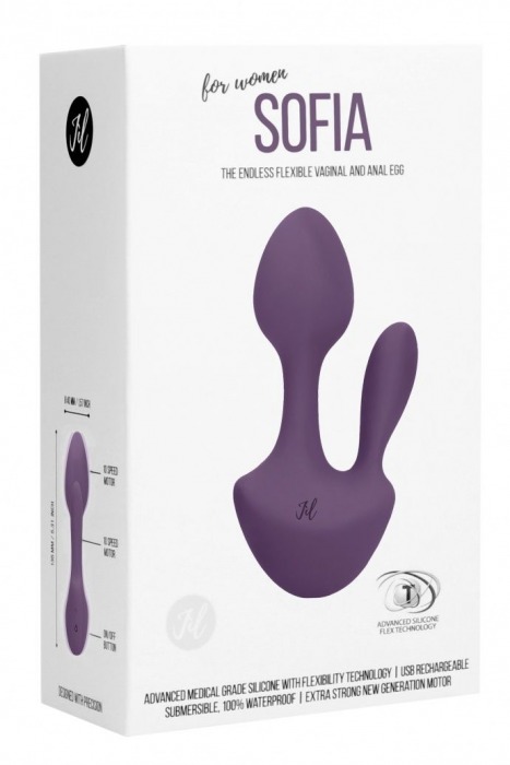 Фиолетовый анально-вагинальный вибратор Sofia - 13 см. - Shots Media BV