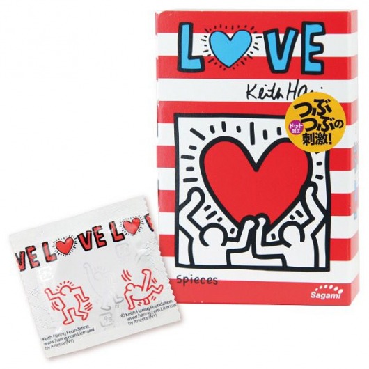 Презервативы Sagami LOVE Keith Haring - 12 шт. - Sagami - купить с доставкой в Москве