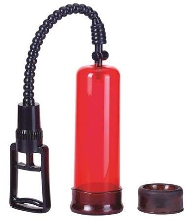 Вакуумная помпа с двумя сменными насадками NEW STAY HARD PUMP CLEAR RED - Seven Creations - в Москве купить с доставкой