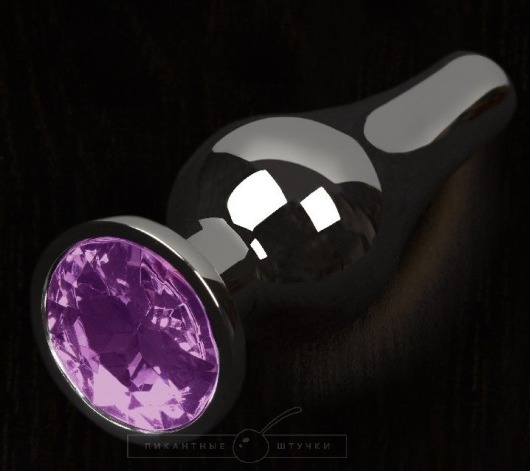 Графитовая удлиненная анальная пробка с фиолетовым кристаллом - 8,5 см. - Пикантные штучки - купить с доставкой в Москве
