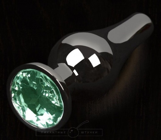 Графитовая удлиненная анальная пробка с зеленым кристаллом - 8,5 см. - Пикантные штучки - купить с доставкой в Москве