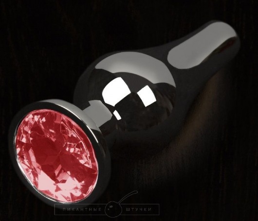 Графитовая удлиненная анальная пробка с красным кристаллом - 8,5 см. - Пикантные штучки - купить с доставкой в Москве