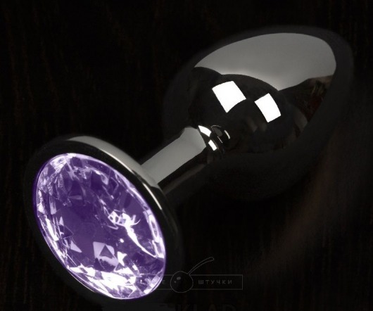 Графитовая анальная пробка с фиолетовым кристаллом - 8,5 см. - Пикантные штучки - купить с доставкой в Москве