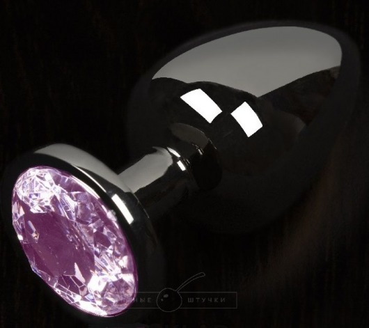 Графитовая анальная пробка с розовым кристаллом - 6 см. - Пикантные штучки - купить с доставкой в Москве