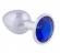 Серебристая анальная пробка с синим кристаллом - 8,2 см. - Главсексмаг - купить с доставкой в Москве