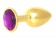 Золотистая анальная пробка с фиолетовым кристаллом - 7 см. - Главсексмаг - купить с доставкой в Москве