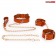Изысканный кожаный набор с золотистыми цепочками: наручники, ошейник с поводком - Bior toys - купить с доставкой в Москве