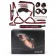 Черно-красный набор БДСМ: наручники, оковы, ошейник с поводком, кляп, маска, плеть, лиф - Bior toys - купить с доставкой в Москве