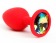 Красная силиконовая анальная пробка с радужным стразом - 7,6 см. - 4sexdreaM - купить с доставкой в Москве