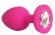Ярко-розовая анальная пробка с прозрачным кристаллом - 9,5 см. - Bior toys - купить с доставкой в Москве