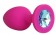 Ярко-розовая анальная пробка с голубым кристаллом - 9,5 см. - Bior toys - купить с доставкой в Москве
