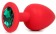 Красная анальная пробка с зеленым кристаллом - 9,5 см. - Bior toys - купить с доставкой в Москве