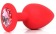 Красная анальная пробка с розовым кристаллом - 9,5 см. - Bior toys - купить с доставкой в Москве