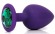 Фиолетовая анальная пробка с зеленым кристаллом - 9,5 см. - Bior toys - купить с доставкой в Москве
