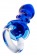 Синяя стеклянная анальная втулка с ручкой-кольцом - 10,5 см. - Sexus