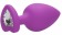 Фиолетовая анальная пробка с прозрачным стразом Extra Large Diamond Heart Butt Plug - 9,5 см. - Shots Media BV - купить с доставкой в Москве