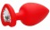 Красная анальная пробка с прозрачным стразом Extra Large Diamond Heart Butt Plug - 9,5 см. - Shots Media BV - купить с доставкой в Москве