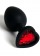 Черная анальная силиконовая пробка с красным стразом-сердцем - 7,5 см. - 4sexdreaM - купить с доставкой в Москве