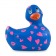 Синий вибратор-уточка I Rub My Duckie 2.0 Romance с розовым принтом - Big Teaze Toys - купить с доставкой в Москве