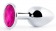 Серебристая анальная пробка с малиновым кристаллом - 7,2 см. - Anal Jewelry Plug - купить с доставкой в Москве