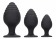 Набор из 3 черных анальных пробок Rippled Butt Plug Set - Shots Media BV
