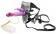 Фиолетовый страпон на трусиках с вибрацией и клиторальным зайчиком - 17,8 см. - NMC - купить с доставкой в Москве