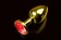 Маленькая золотистая анальная пробка с круглым кончиком и красным кристаллом - 7 см. - Пикантные штучки - купить с доставкой в Москве